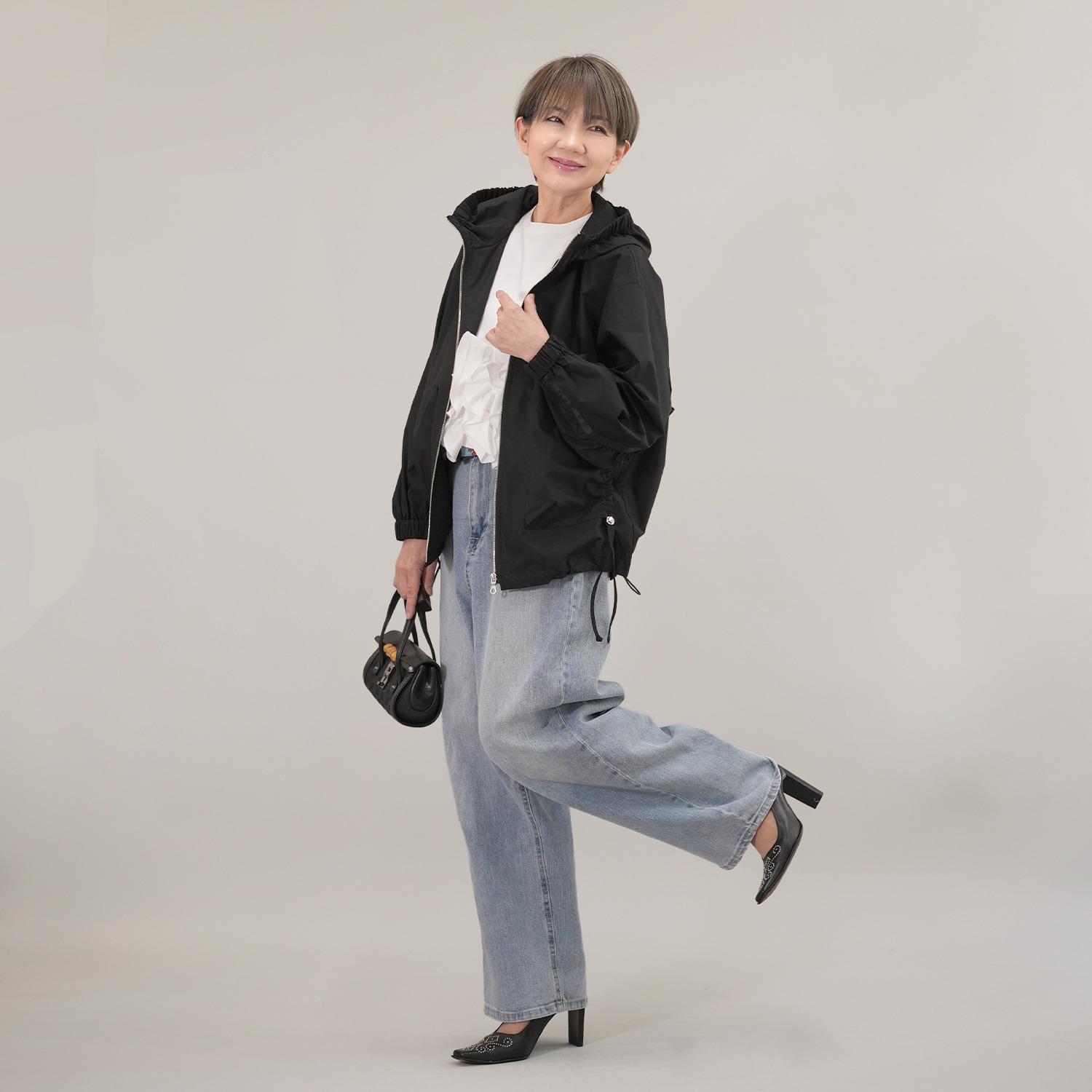 エムズ　スタイル ソフトタイプライター ギャザーリングアクセント 大人ブルゾン