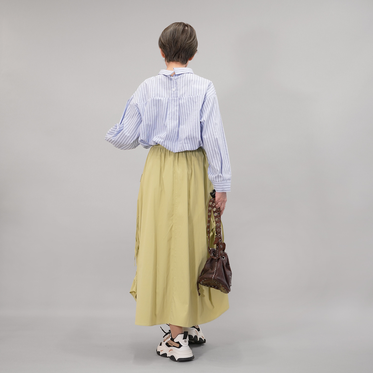 エムズ　スタイル シャドーストライプ カーゴポケットアクセント サイドドロスト フレアースカート