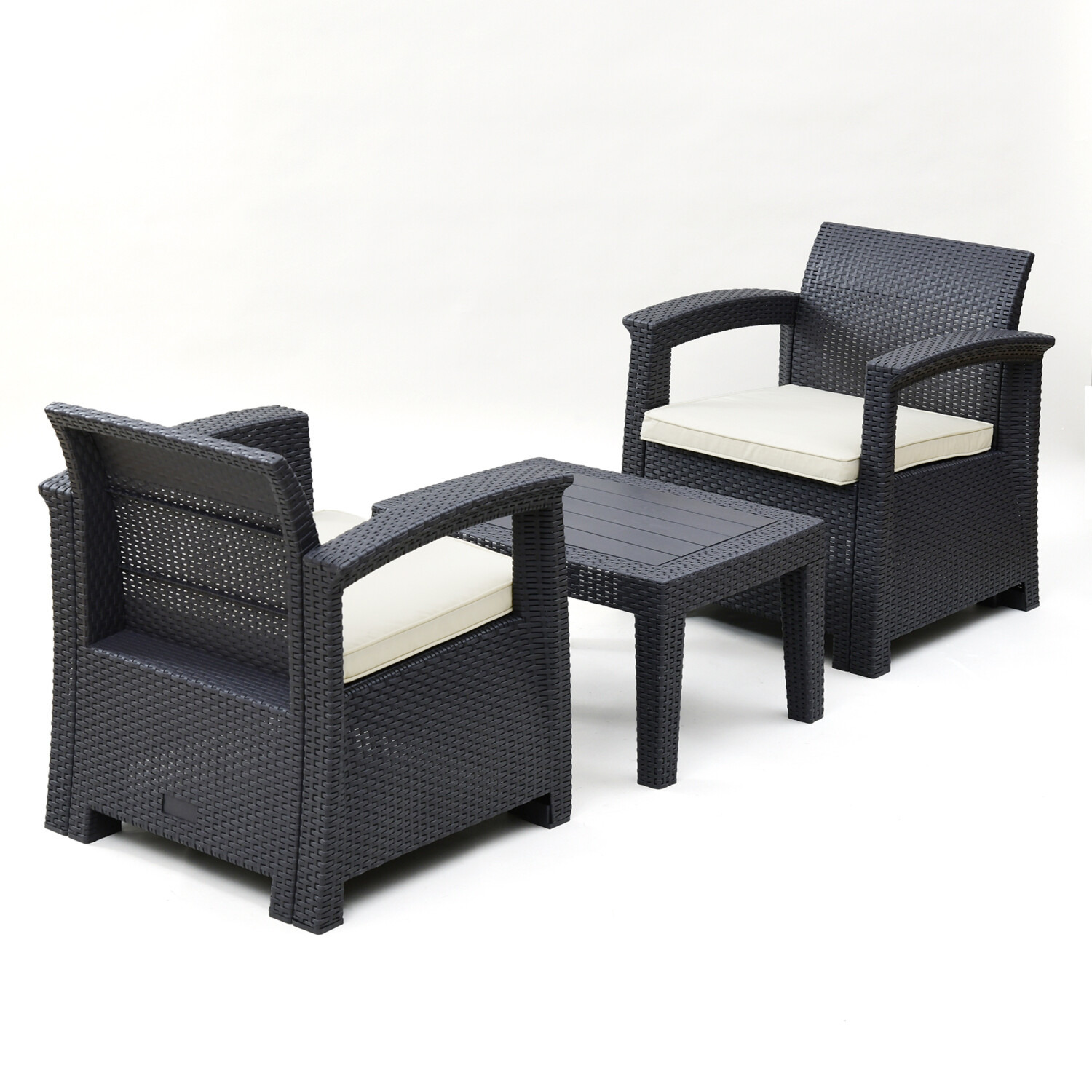 お庭が ガーデンリゾートに！ 簡単組み立てで、 快適な座り心地に こだわった ガーデンテーブル ３点セット　ウブドゥ