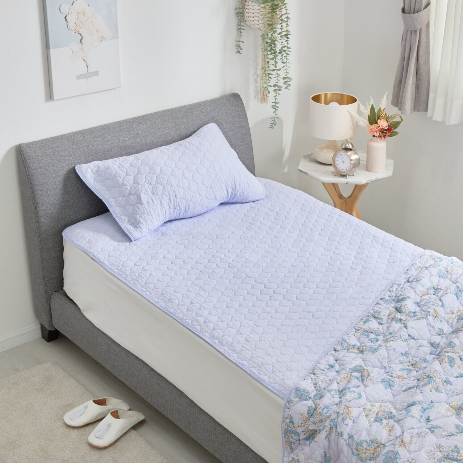 ｎｉｓｈｉｋａｗａ オールコットン 抗菌　リバーシブル やわらか水洗い敷きパッド ＜セミダブル＞