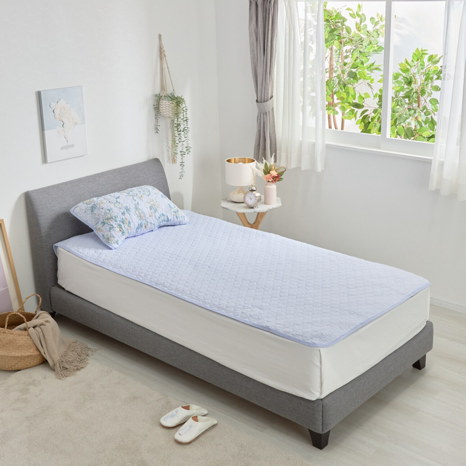 ｎｉｓｈｉｋａｗａ オールコットン 抗菌　リバーシブル やわらか水洗い敷きパッド ＜セミダブル＞