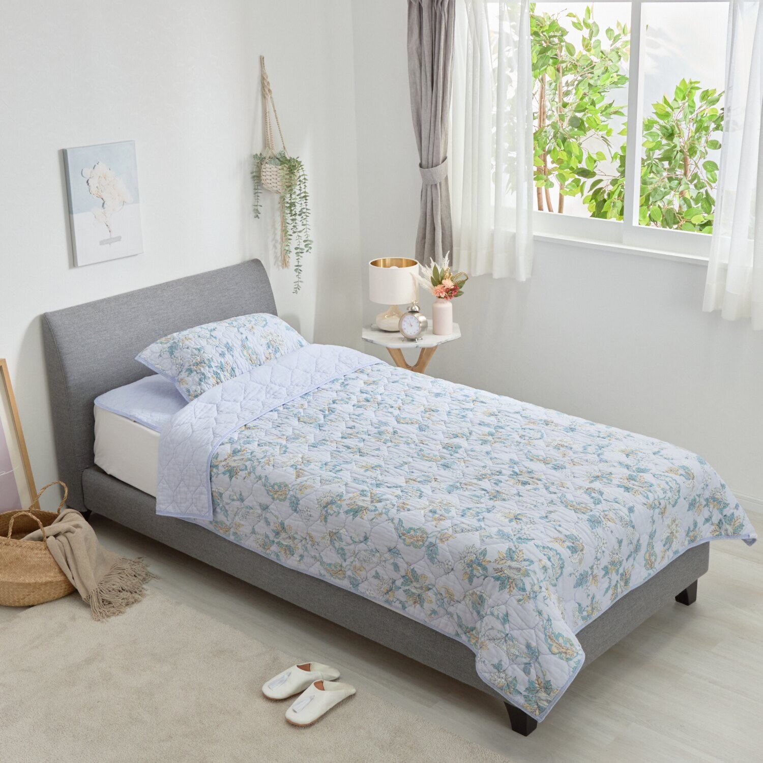 ｎｉｓｈｉｋａｗａ オールコットン 抗菌　リバーシブル やわらか水洗い キルトケット ＜セミダブル＞