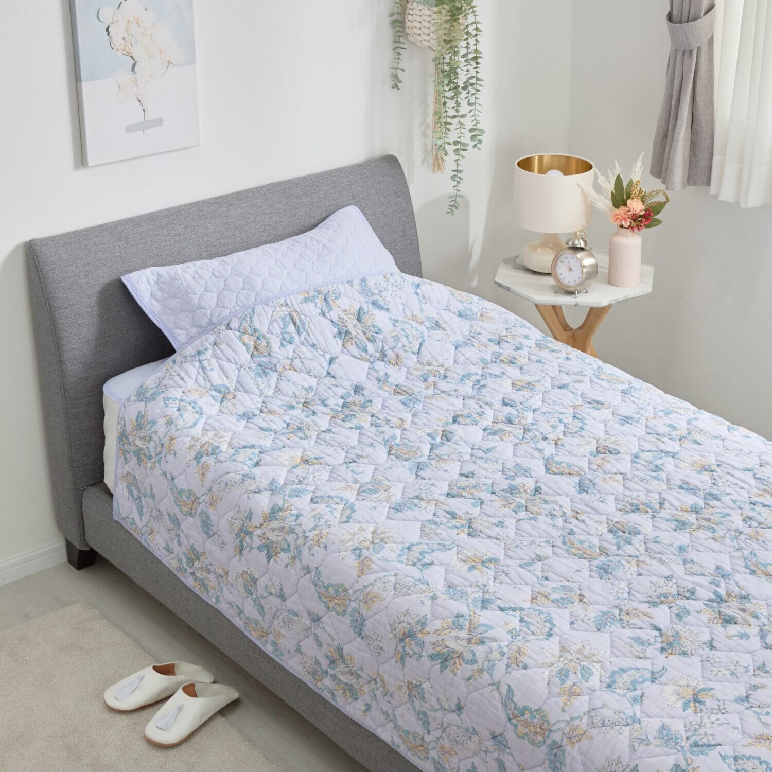 ｎｉｓｈｉｋａｗａ オールコットン 抗菌　リバーシブル やわらか水洗い キルトケット ＜セミダブル＞