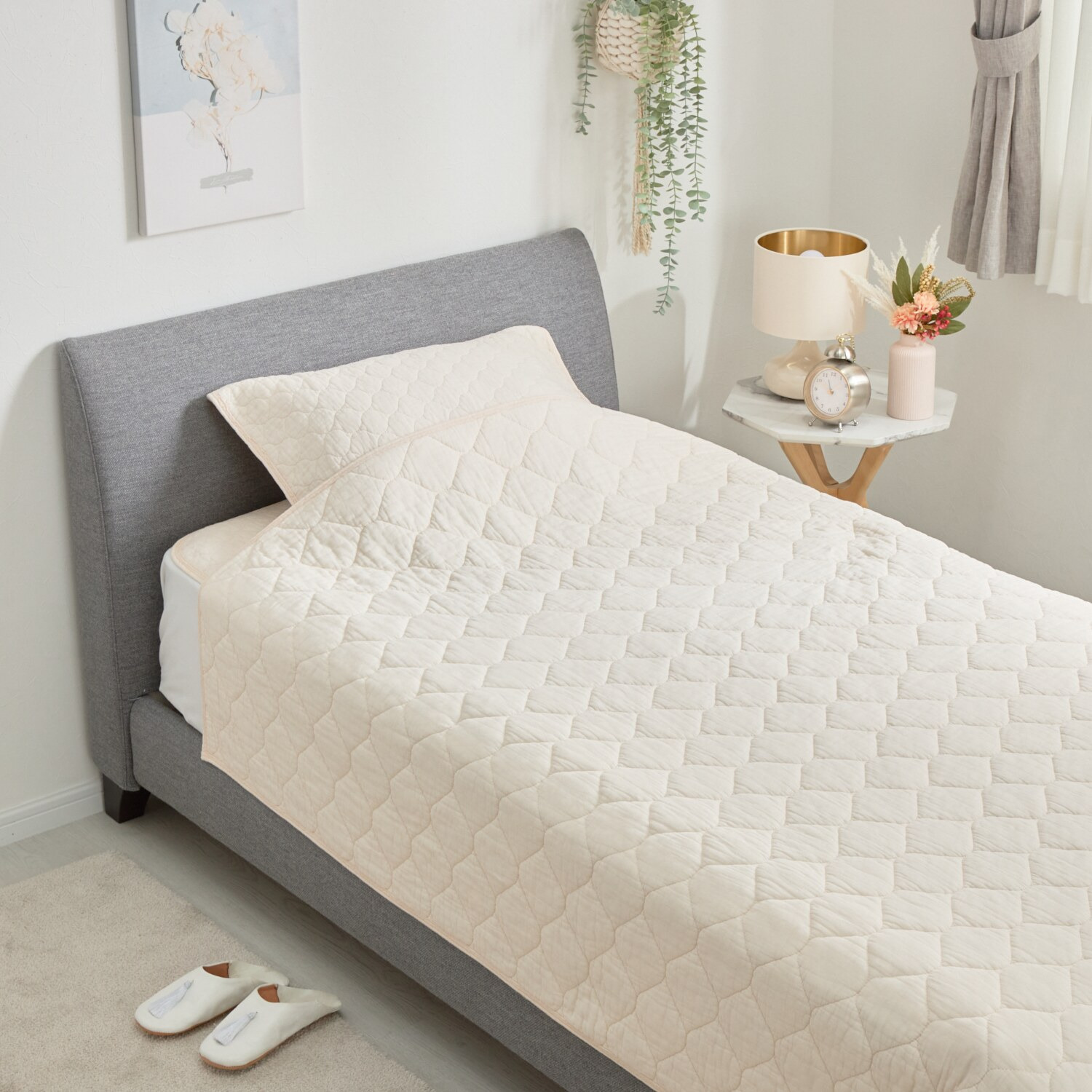 ｎｉｓｈｉｋａｗａ オールコットン 抗菌　リバーシブル やわらか水洗い キルトケット ＜セミダブル＞