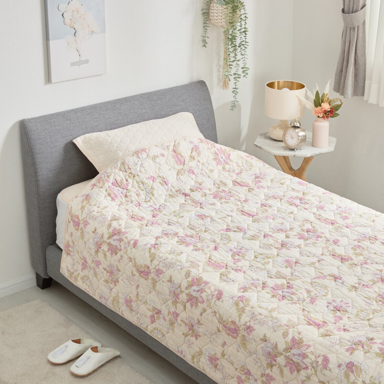 ｎｉｓｈｉｋａｗａ オールコットン 抗菌　リバーシブル やわらか水洗い キルトケット ＜ダブル＞