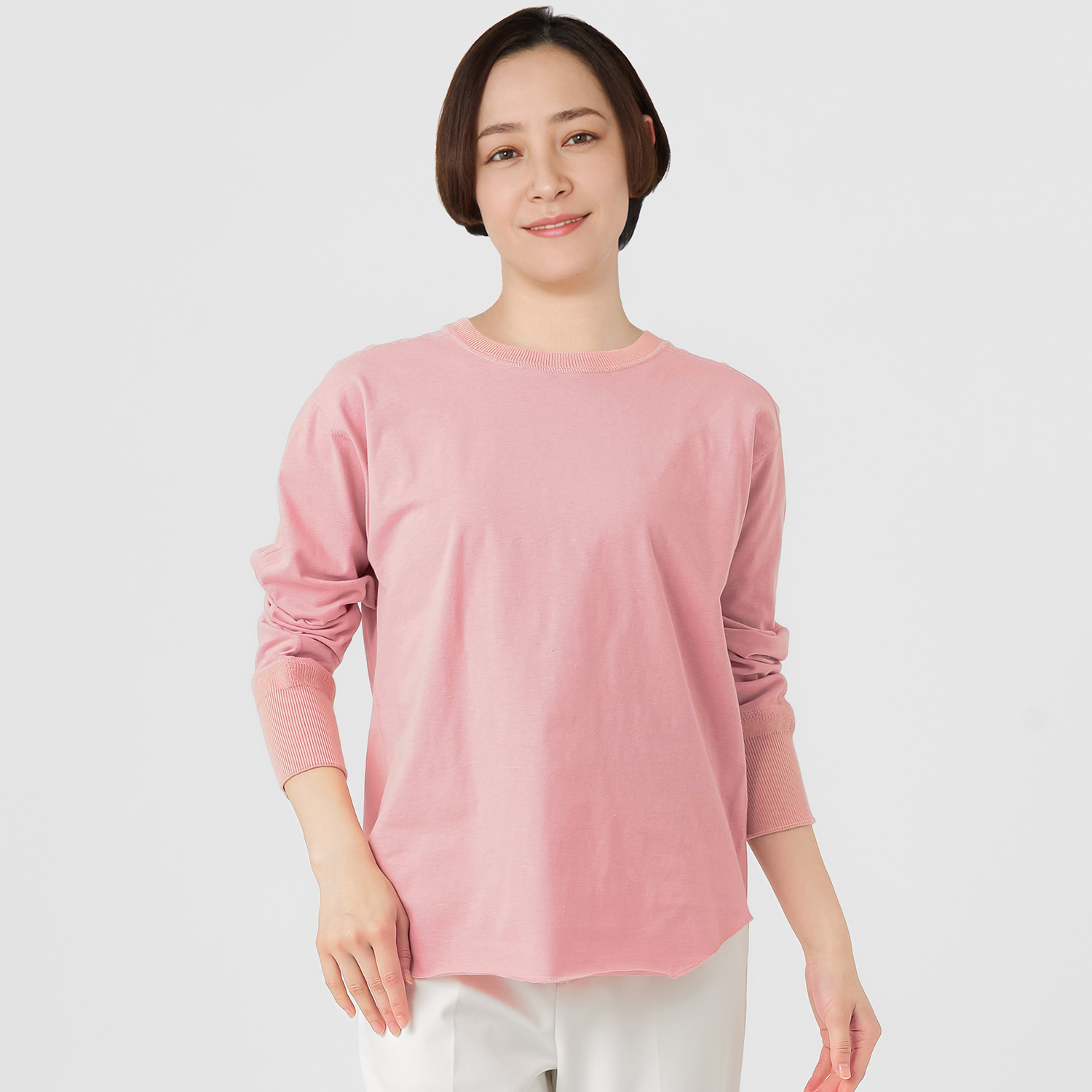 エマキュレイト 日本製 コットンジャージー クルーネック プルオーバー