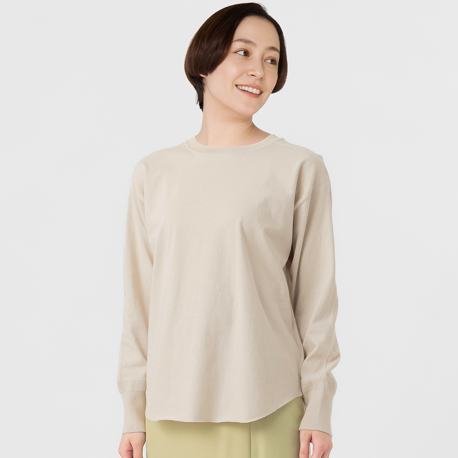 エマキュレイト 日本製 コットンジャージー クルーネック プルオーバー