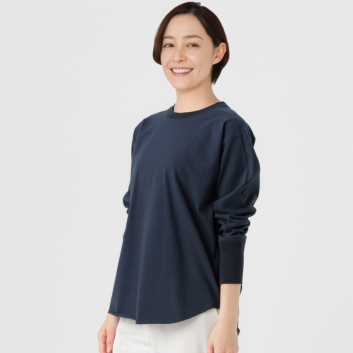 エマキュレイト 日本製 コットンジャージー クルーネック プルオーバー