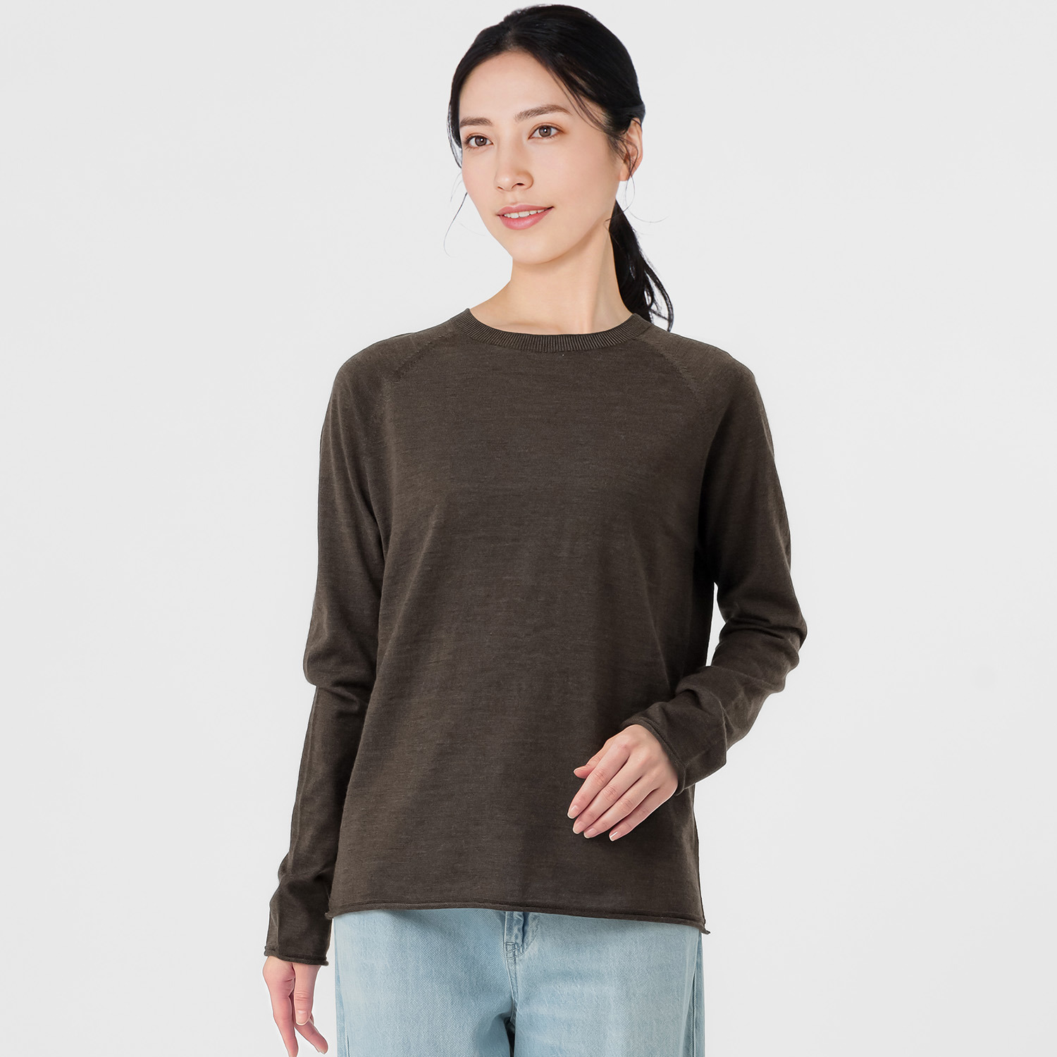 エマキュレイト 日本製 ファインメリノウール ホールガーメント クルーネック プルオーバー