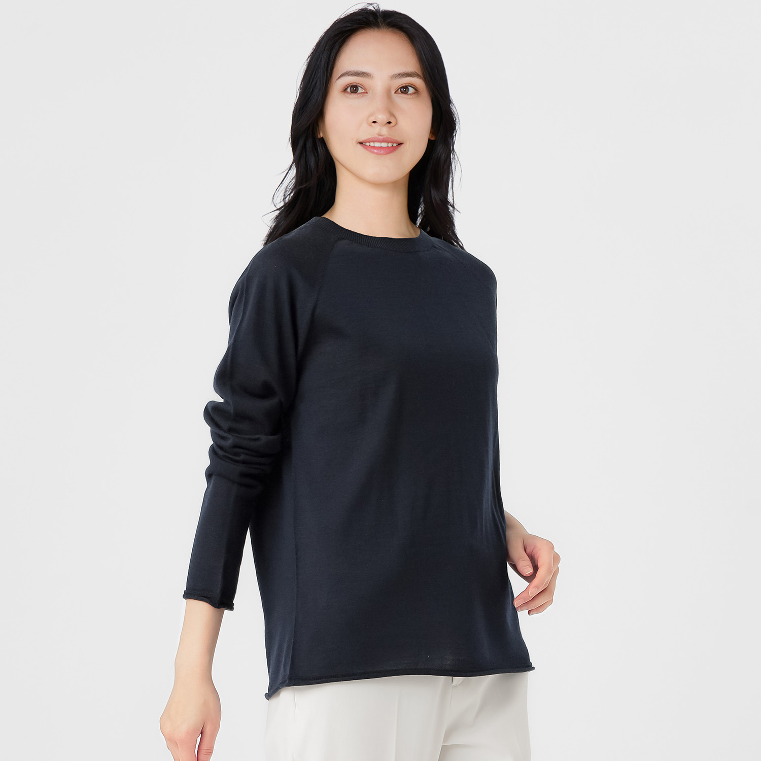 エマキュレイト 日本製 ファインメリノウール ホールガーメント クルーネック プルオーバー