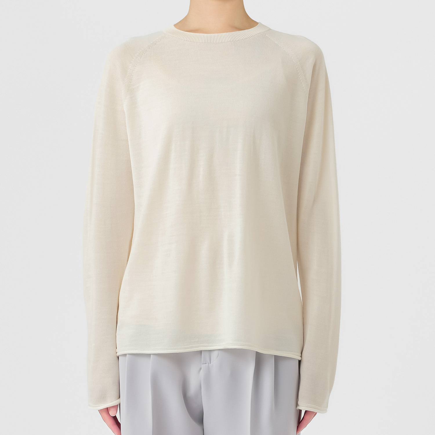 エマキュレイト 日本製 ファインメリノウール ホールガーメント クルーネック プルオーバー