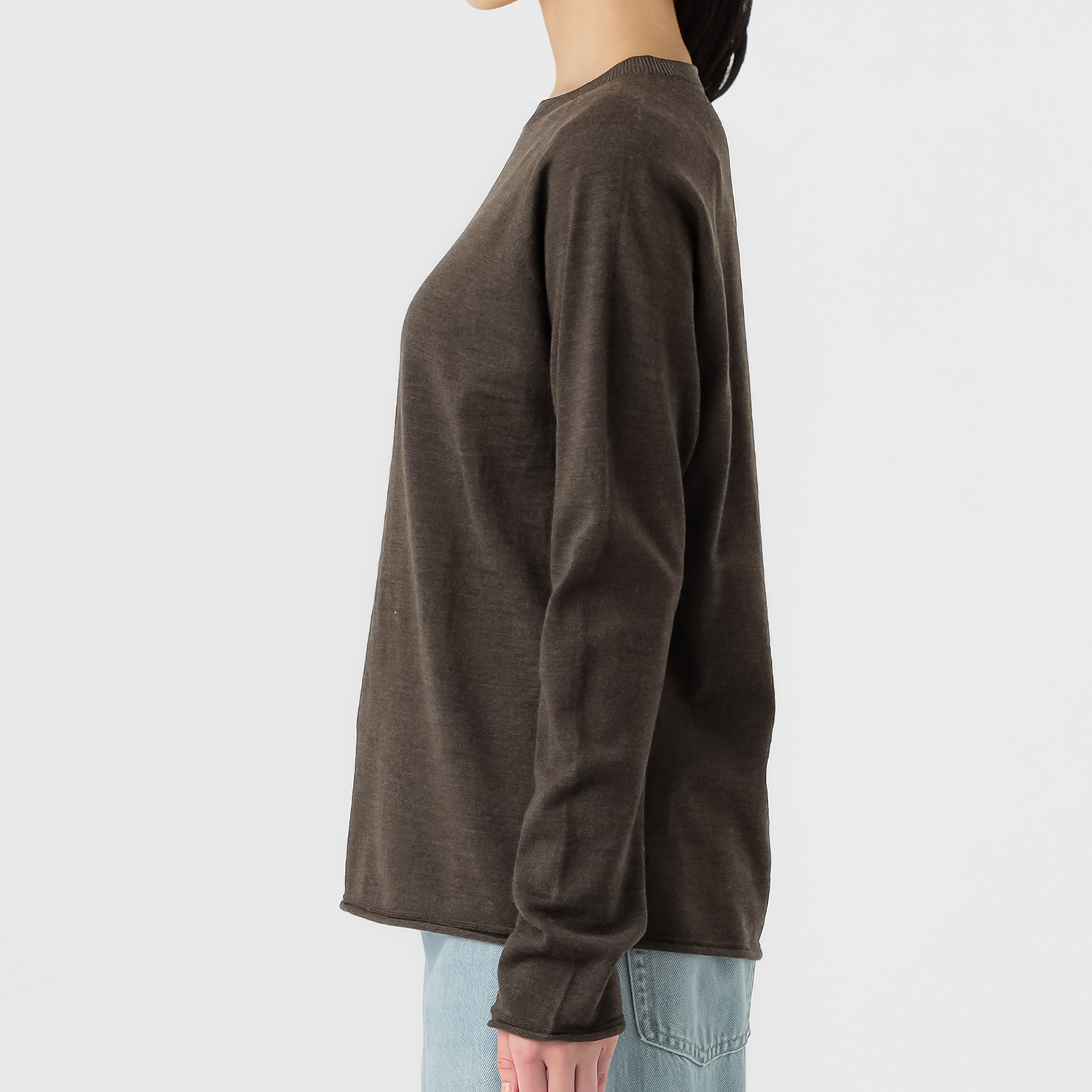 エマキュレイト 日本製 ファインメリノウール ホールガーメント クルーネック プルオーバー