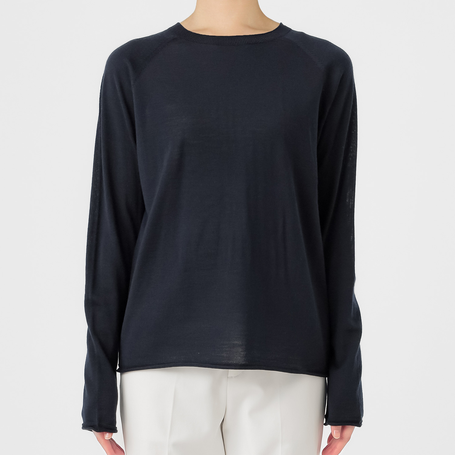 エマキュレイト 日本製 ファインメリノウール ホールガーメント クルーネック プルオーバー