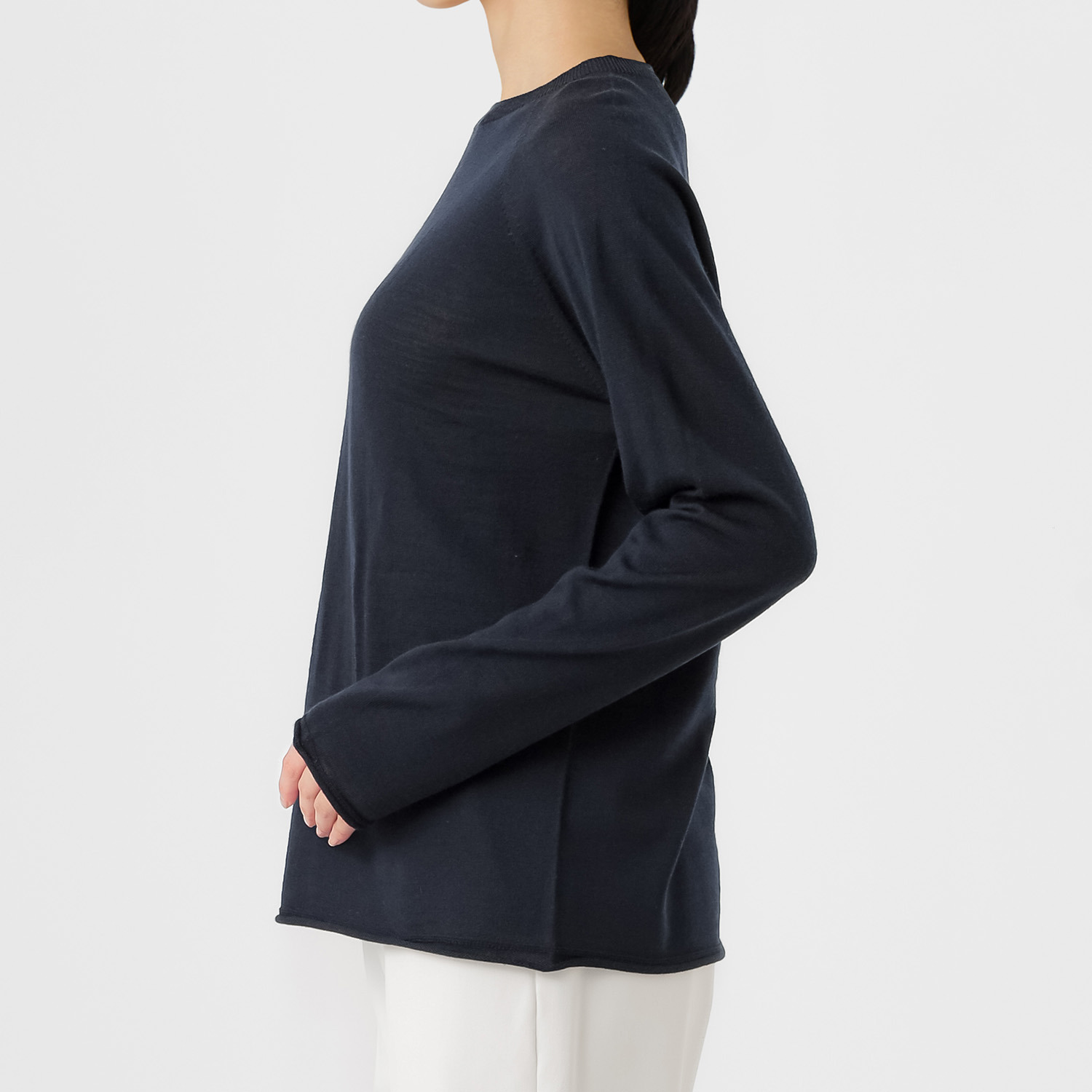 エマキュレイト 日本製 ファインメリノウール ホールガーメント クルーネック プルオーバー