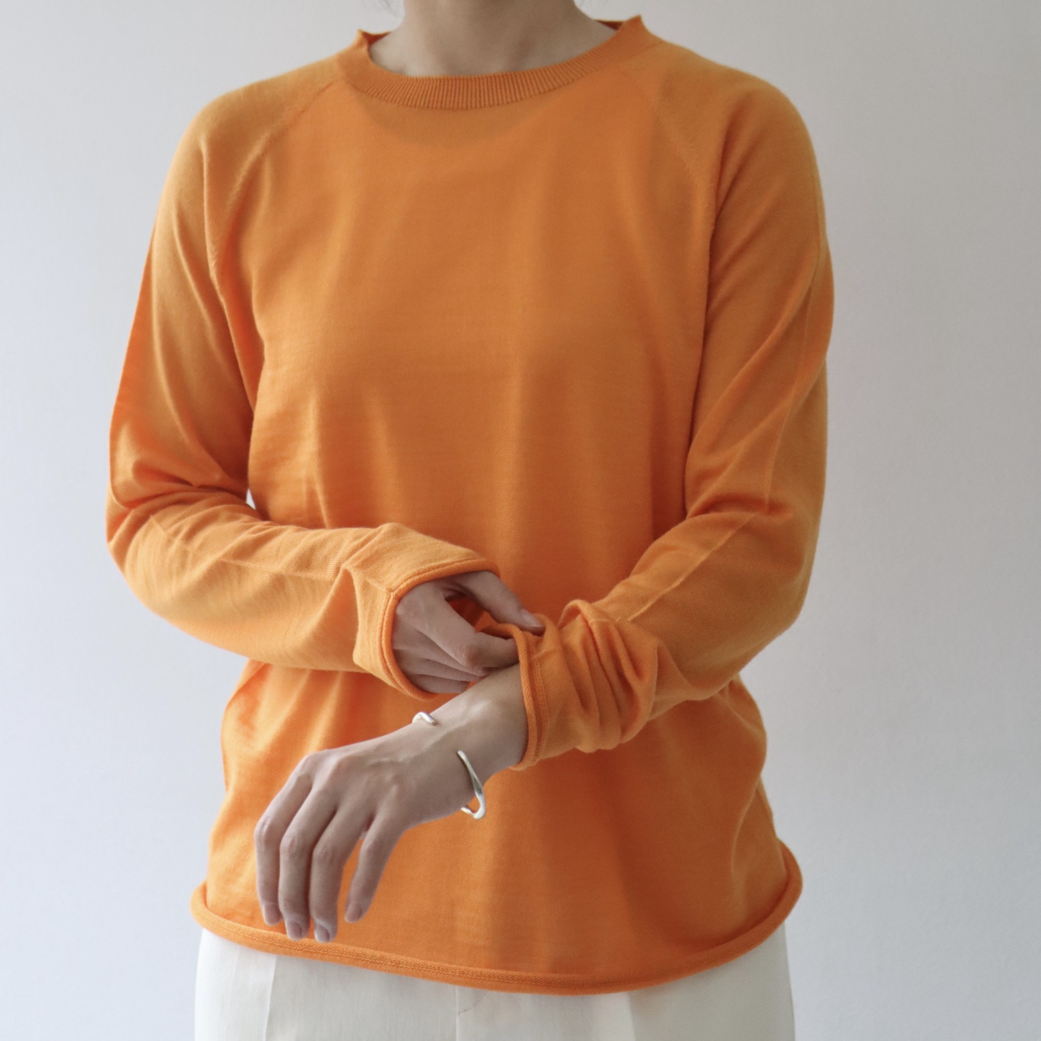 エマキュレイト 日本製 ファインメリノウール ホールガーメント クルーネック プルオーバー