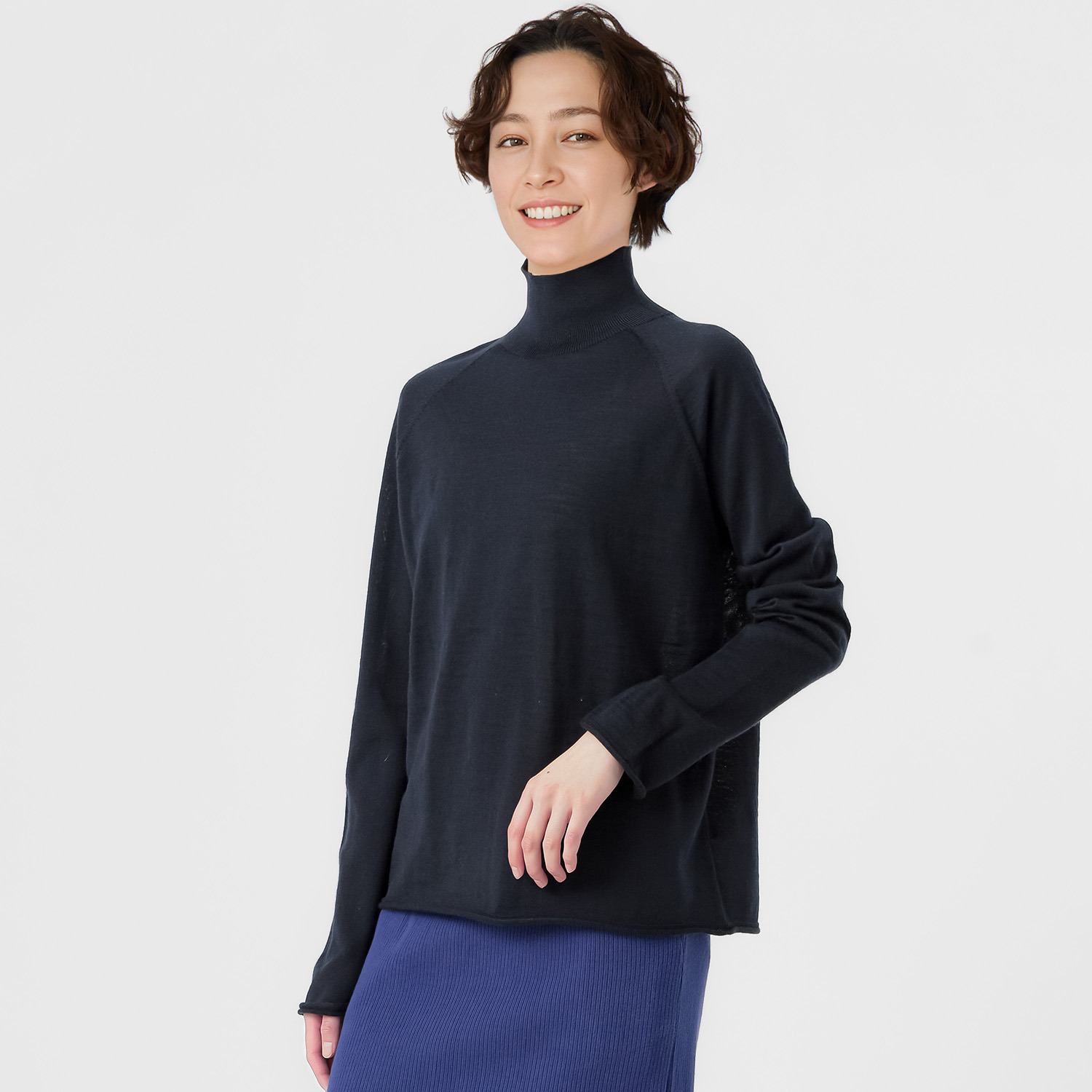 エマキュレイト 日本製 ファインメリノウール ホールガーメント ハイネック プルオーバー