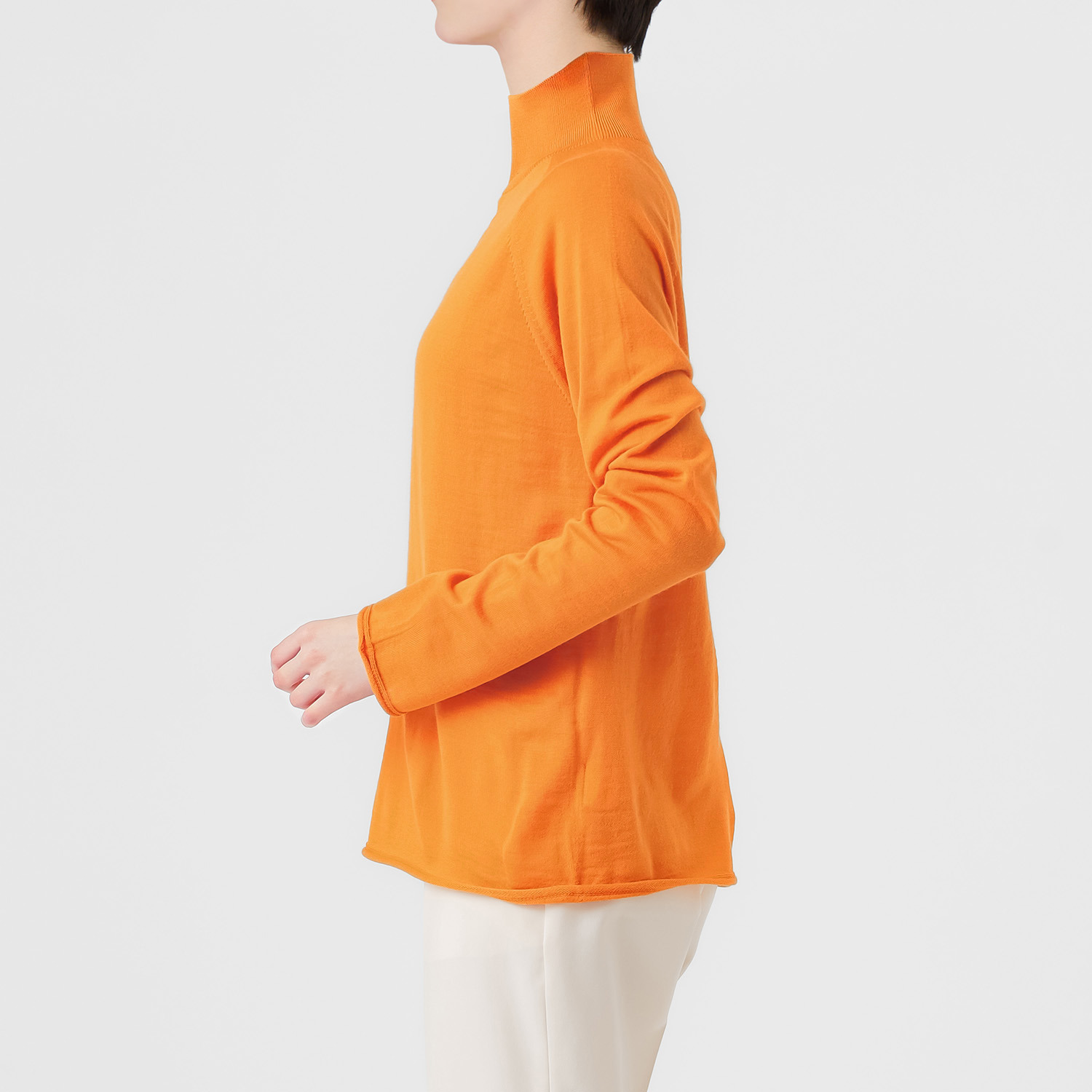 エマキュレイト 日本製 ファインメリノウール ホールガーメント ハイネック プルオーバー