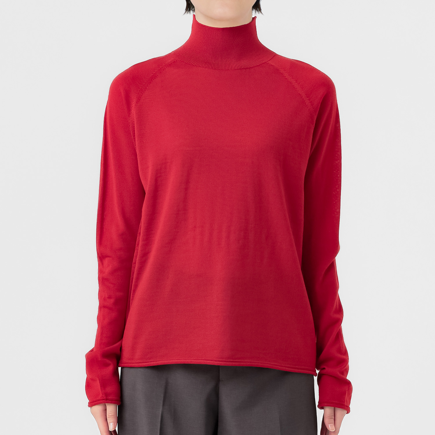 エマキュレイト 日本製 ファインメリノウール ホールガーメント ハイネック プルオーバー