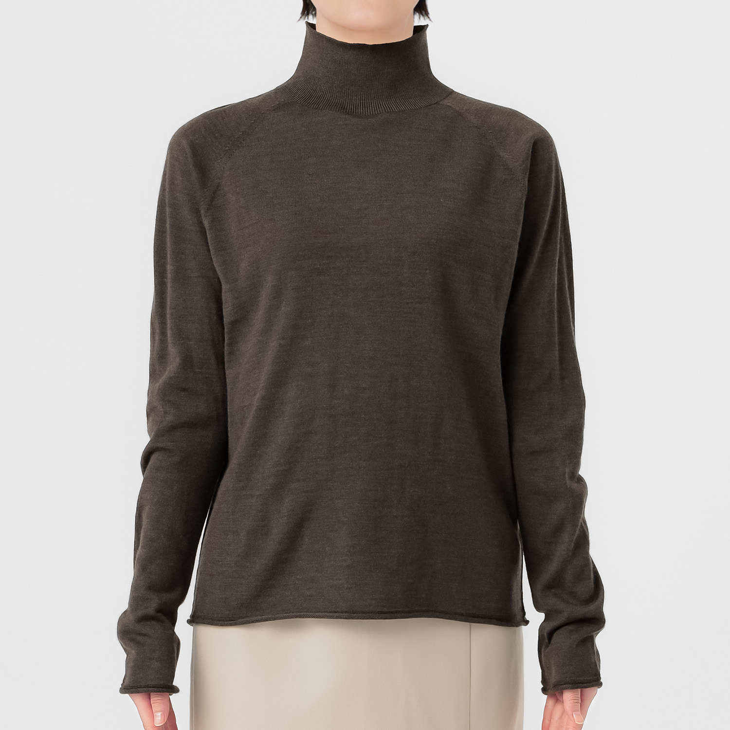 エマキュレイト 日本製 ファインメリノウール ホールガーメント ハイネック プルオーバー