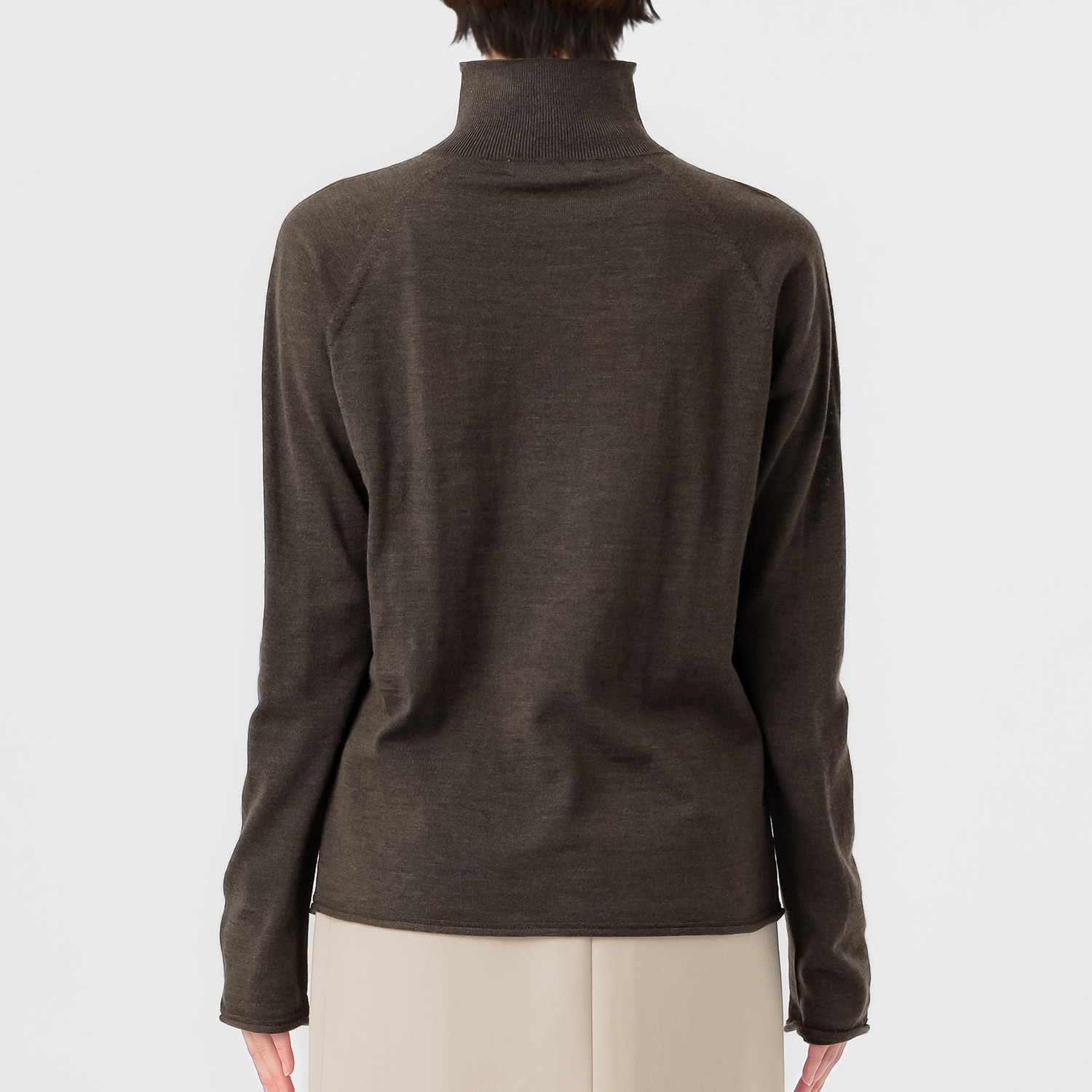 エマキュレイト 日本製 ファインメリノウール ホールガーメント ハイネック プルオーバー