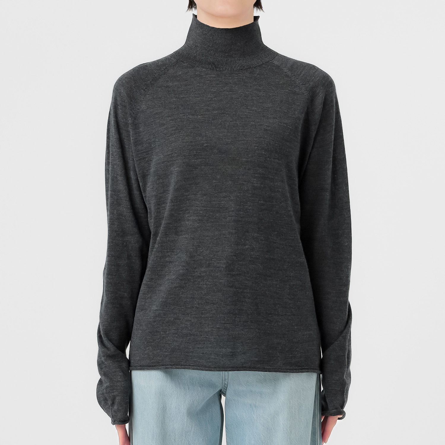 エマキュレイト 日本製 ファインメリノウール ホールガーメント ハイネック プルオーバー