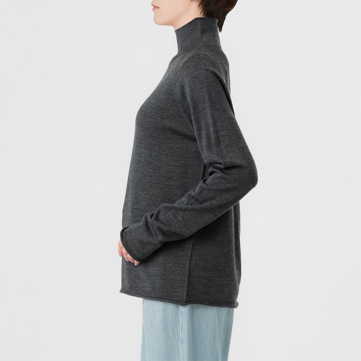 エマキュレイト 日本製 ファインメリノウール ホールガーメント ハイネック プルオーバー