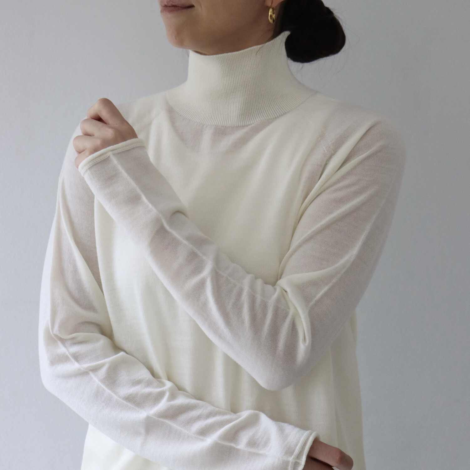 エマキュレイト 日本製 ファインメリノウール ホールガーメント ハイネック プルオーバー