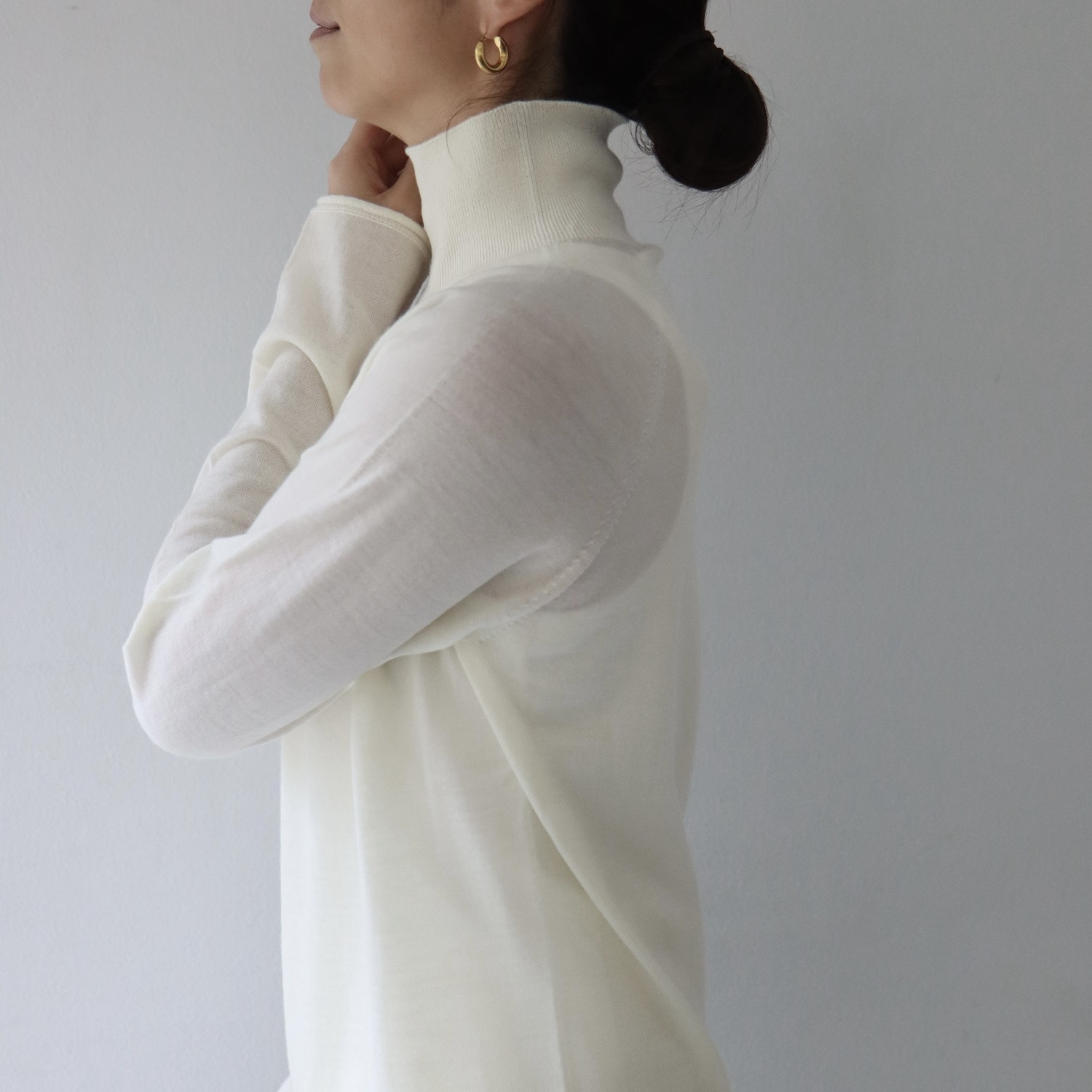 エマキュレイト 日本製 ファインメリノウール ホールガーメント ハイネック プルオーバー