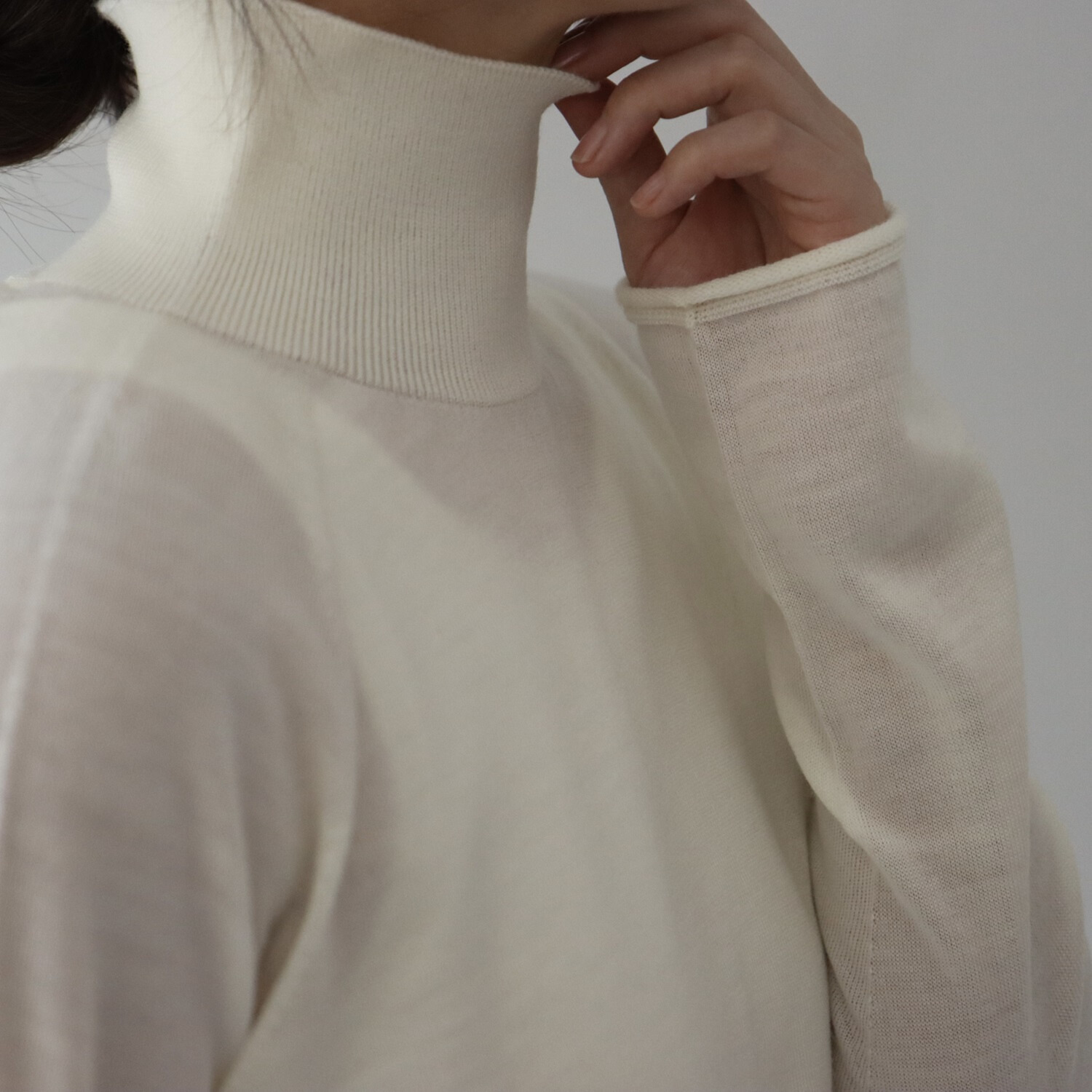 エマキュレイト 日本製 ファインメリノウール ホールガーメント ハイネック プルオーバー