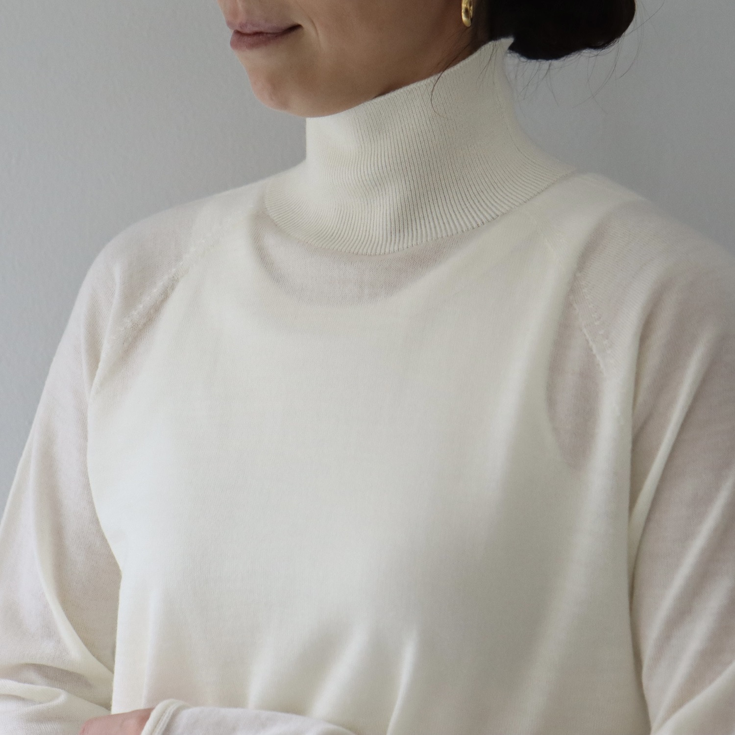 エマキュレイト 日本製 ファインメリノウール ホールガーメント ハイネック プルオーバー