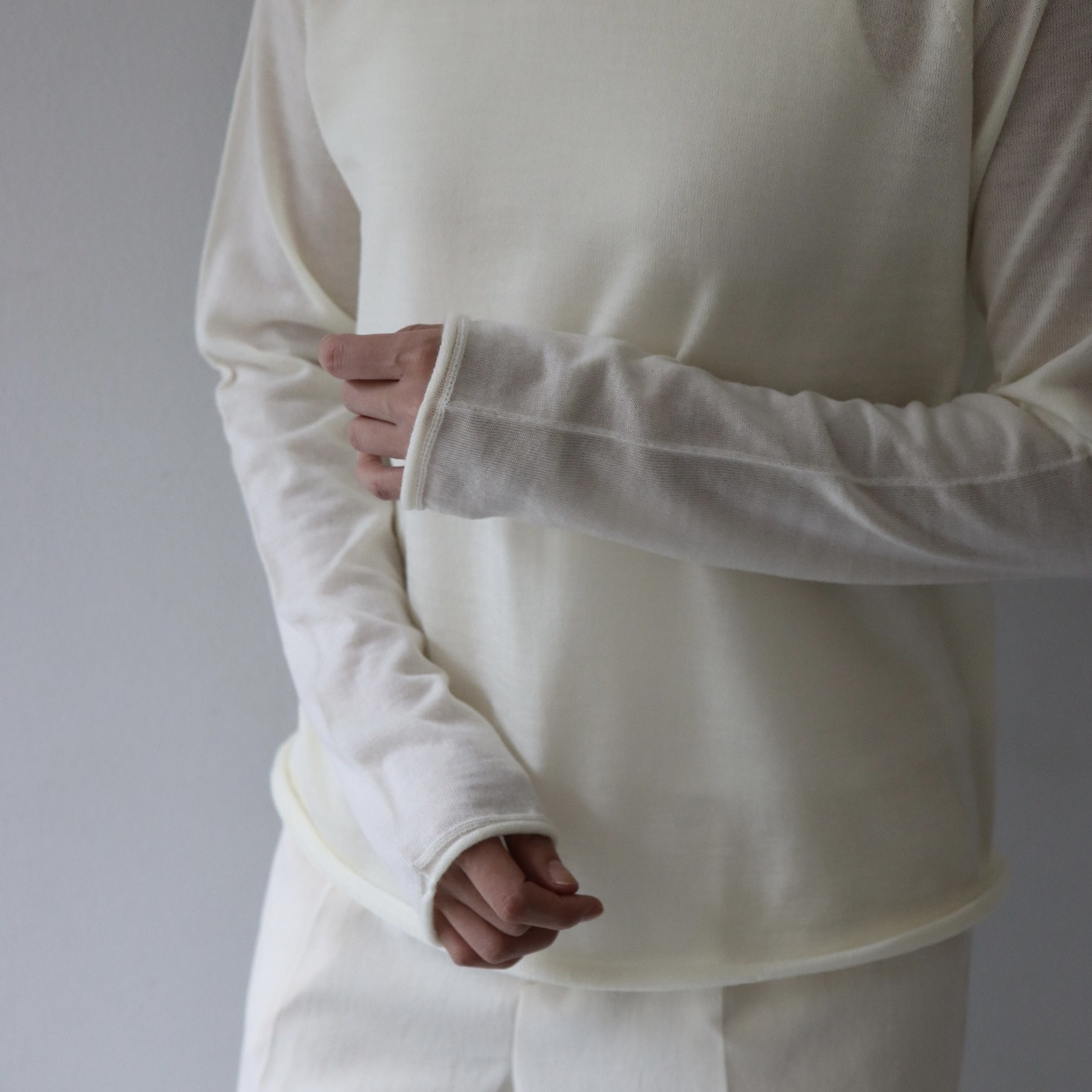 エマキュレイト 日本製 ファインメリノウール ホールガーメント ハイネック プルオーバー