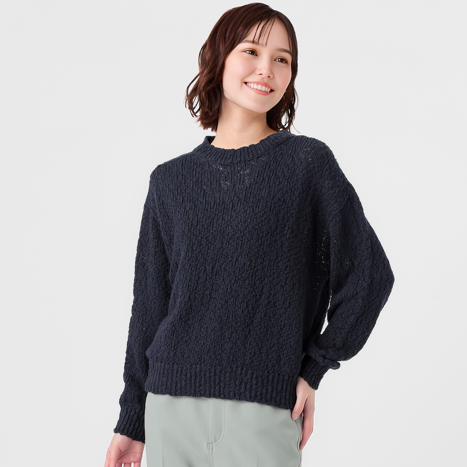 エマキュレイト 日本製 綿１００％ スラブヤーン ホールガーメント プルオーバー