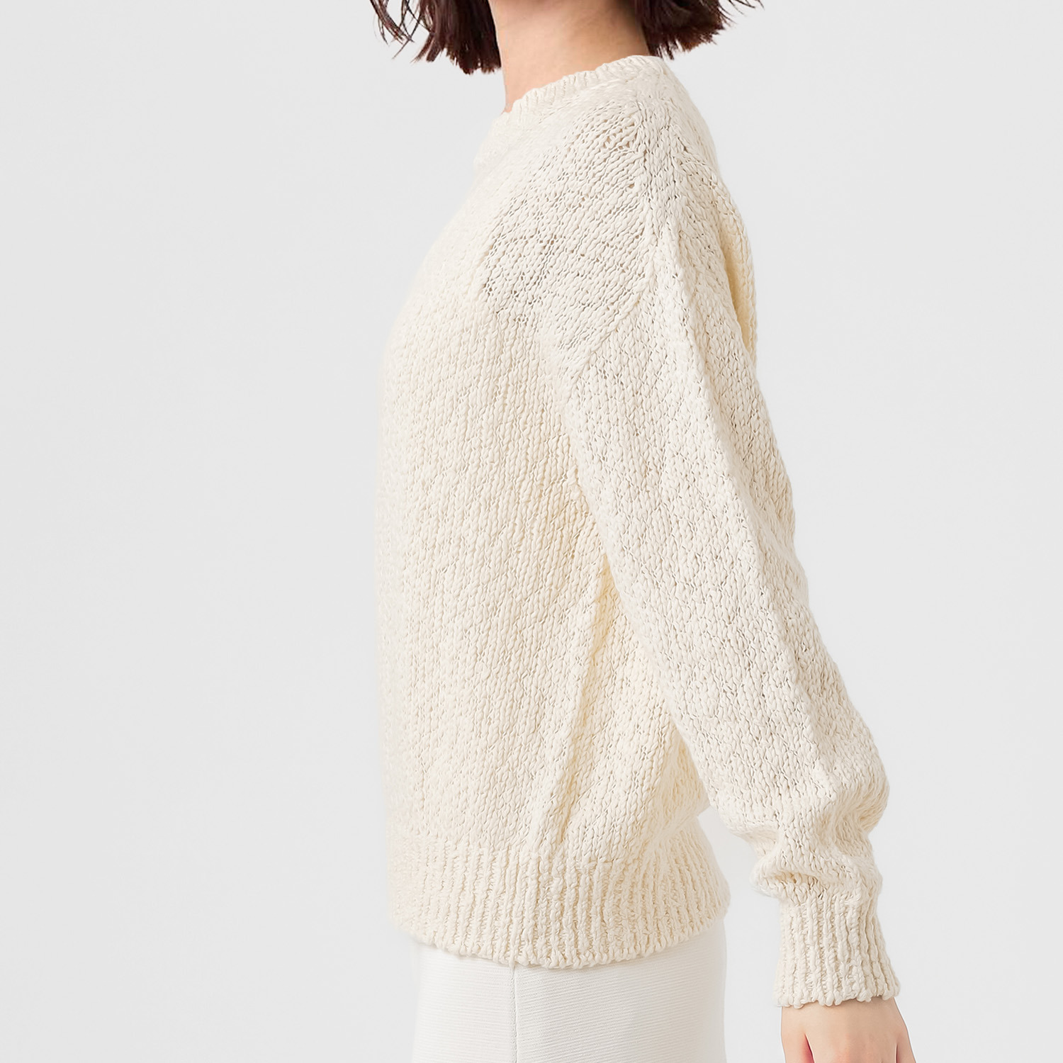 エマキュレイト 日本製 綿１００％ スラブヤーン ホールガーメント プルオーバー