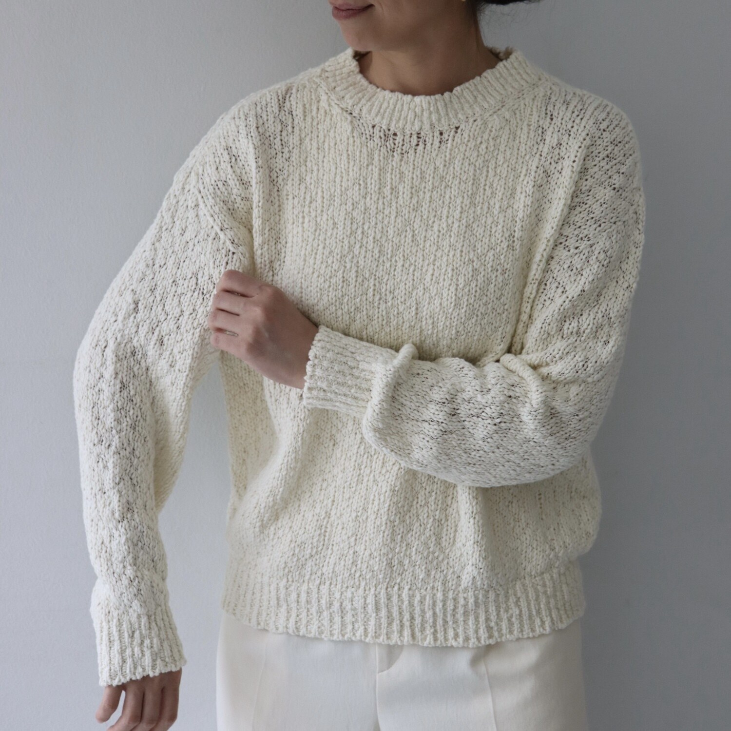 エマキュレイト 日本製 綿１００％ スラブヤーン ホールガーメント プルオーバー