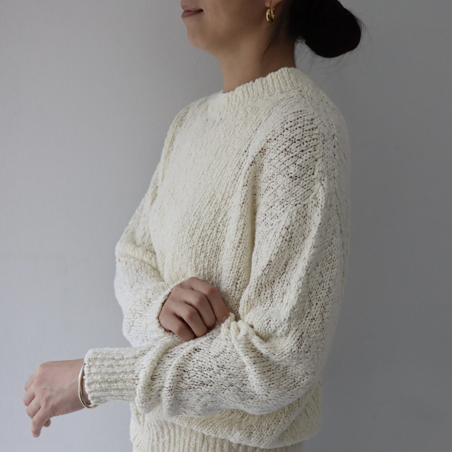 エマキュレイト 日本製 綿１００％ スラブヤーン ホールガーメント プルオーバー