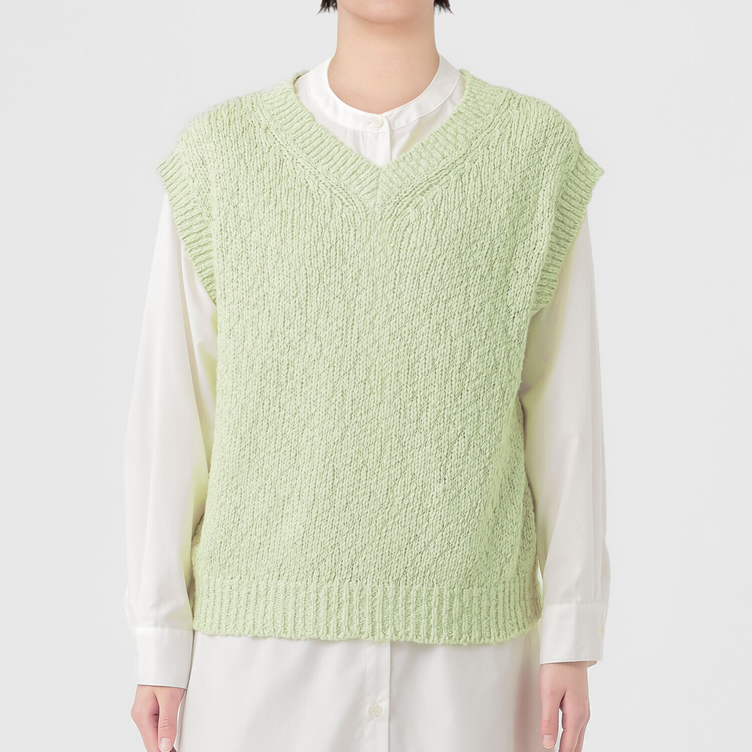 エマキュレイト 日本製 綿１００％ スラブヤーン ホールガーメント ２ウェイ Ｖネックベスト