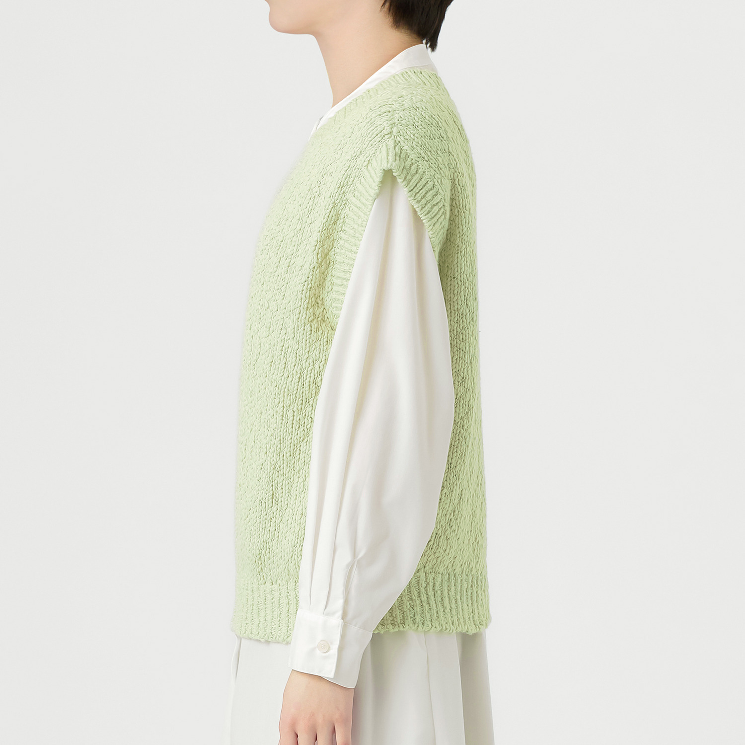 エマキュレイト 日本製 綿１００％ スラブヤーン ホールガーメント ２ウェイ Ｖネックベスト