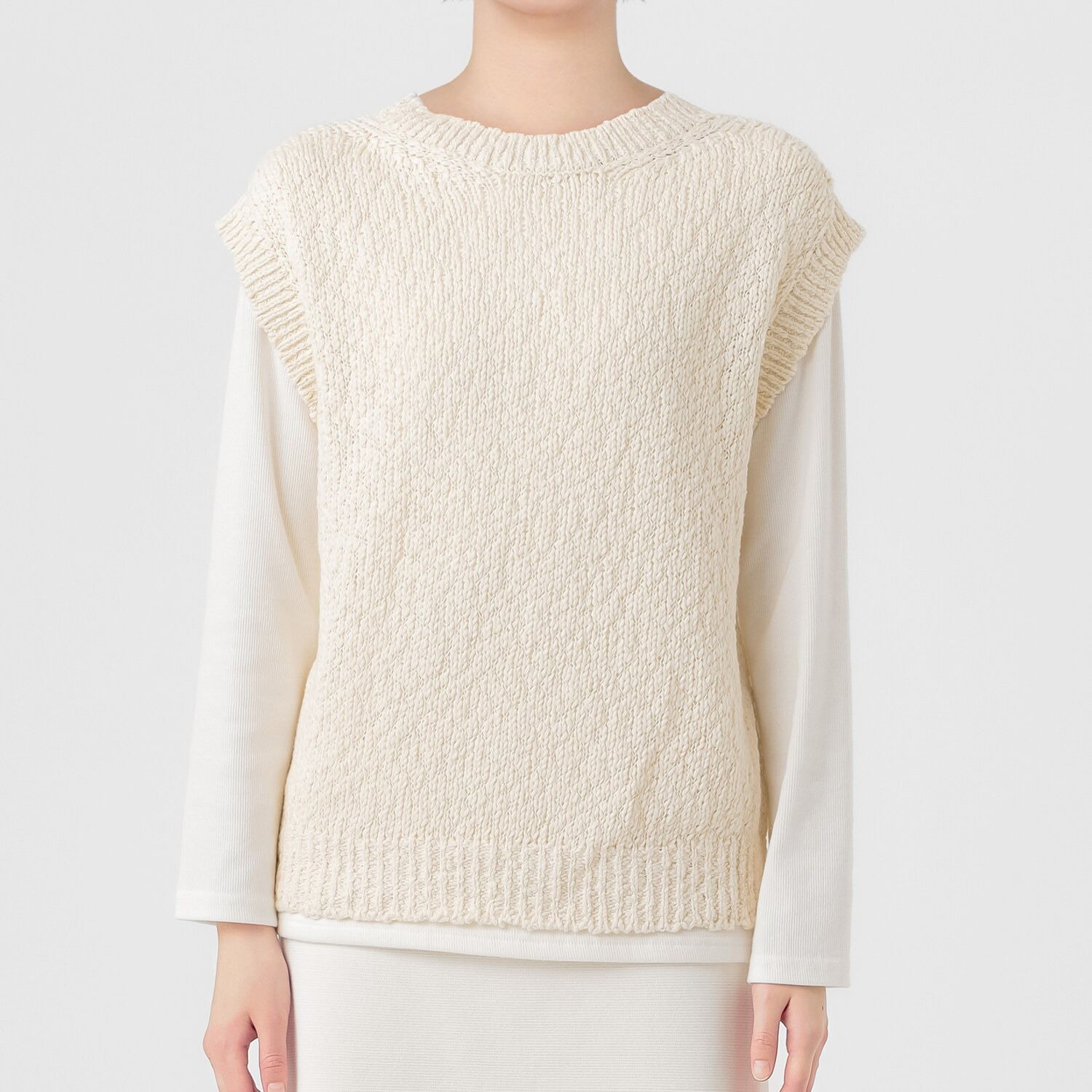 エマキュレイト 日本製 綿１００％ スラブヤーン ホールガーメント ２ウェイ Ｖネックベスト