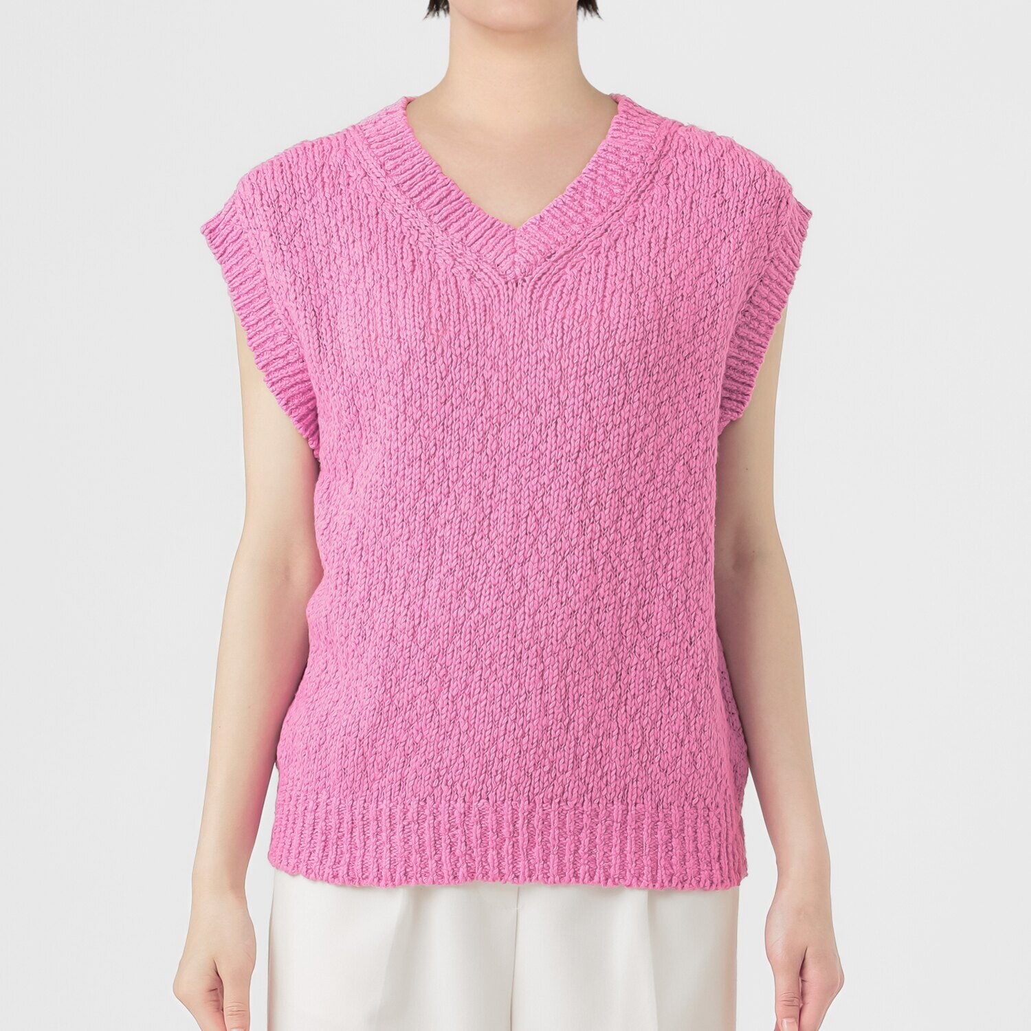 エマキュレイト 日本製 綿１００％ スラブヤーン ホールガーメント ２ウェイ Ｖネックベスト