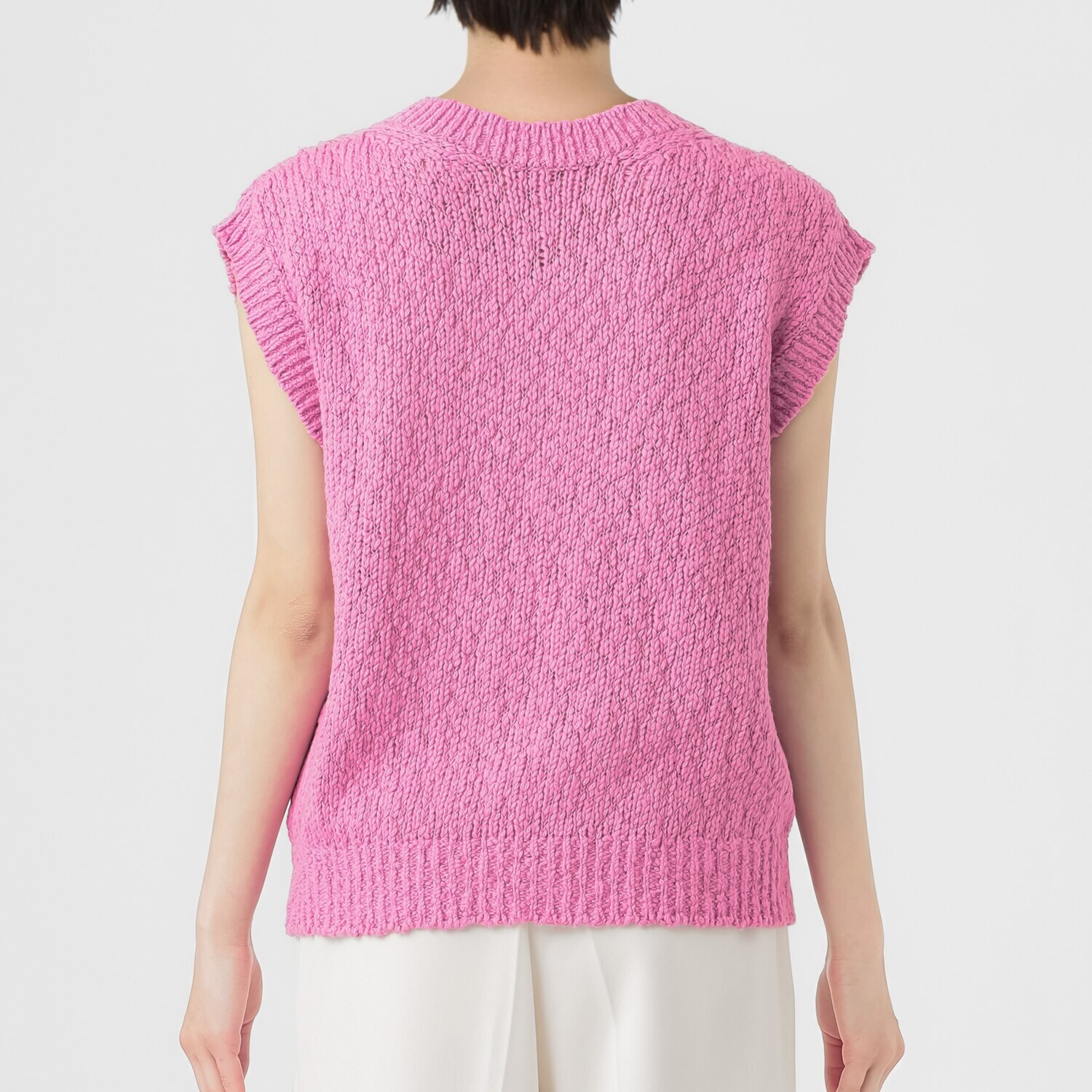 エマキュレイト 日本製 綿１００％ スラブヤーン ホールガーメント ２ウェイ Ｖネックベスト