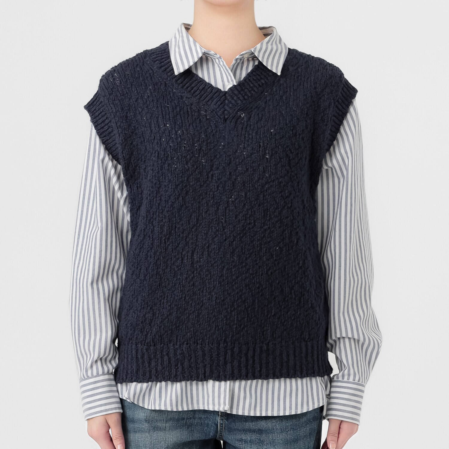 エマキュレイト 日本製 綿１００％ スラブヤーン ホールガーメント ２ウェイ Ｖネックベスト