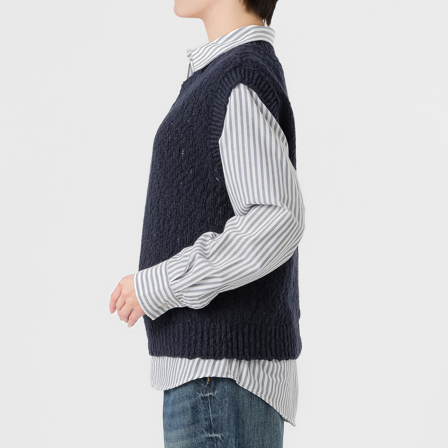 エマキュレイト 日本製 綿１００％ スラブヤーン ホールガーメント ２ウェイ Ｖネックベスト