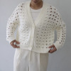 エマキュレイト 日本製 ホールガーメント リリヤーン 透かし柄 ニットカーディガン
