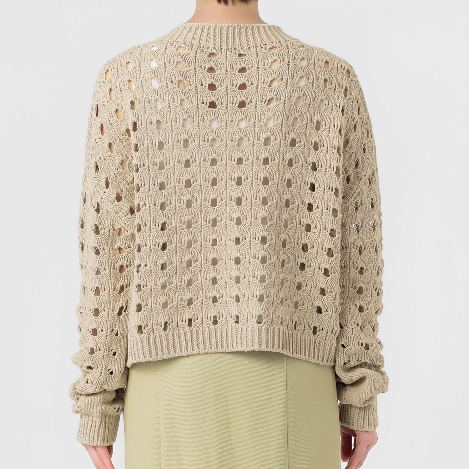 エマキュレイト 日本製 ホールガーメント リリヤーン 透かし柄 ニットプルオーバー