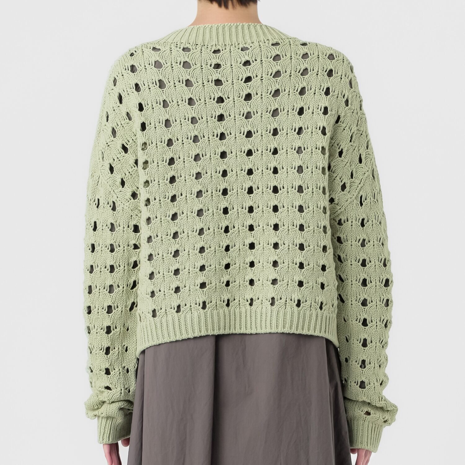 エマキュレイト 日本製 ホールガーメント リリヤーン 透かし柄 ニットプルオーバー