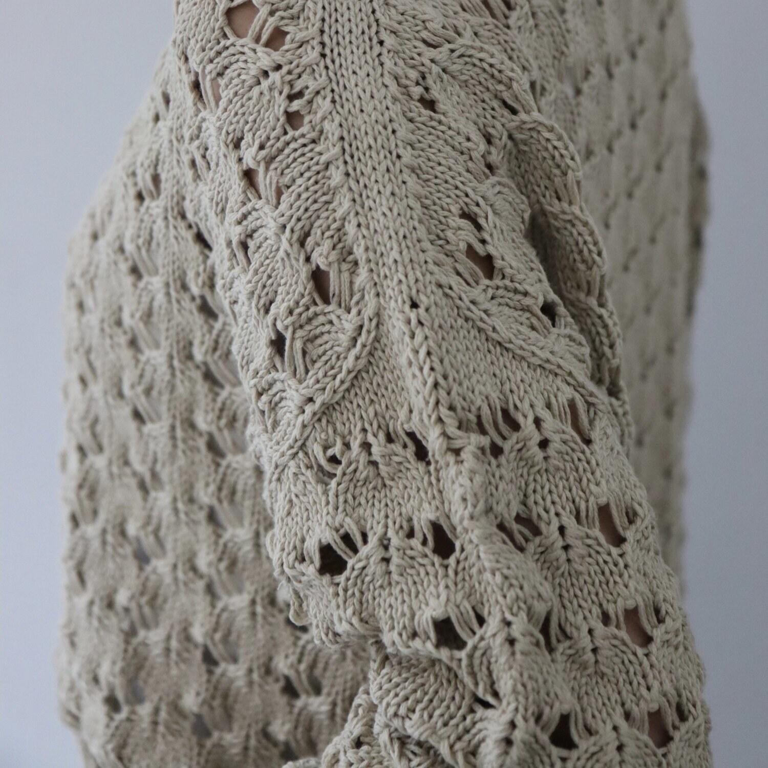 エマキュレイト 日本製 ホールガーメント リリヤーン 透かし柄 ニットプルオーバー