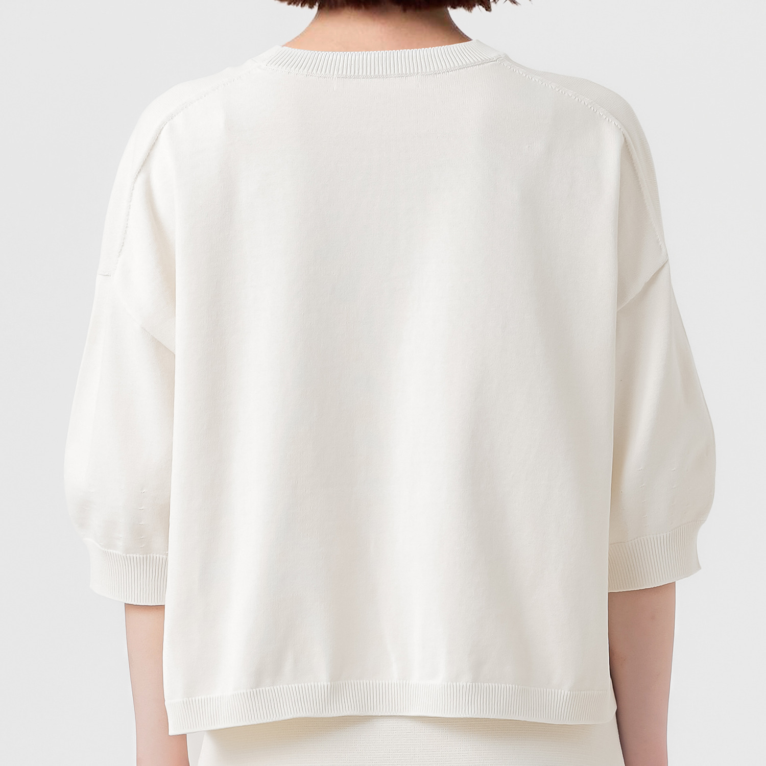 エマキュレイト 日本製 ホールガーメント 天竺 クルーネック ニットプルオーバー