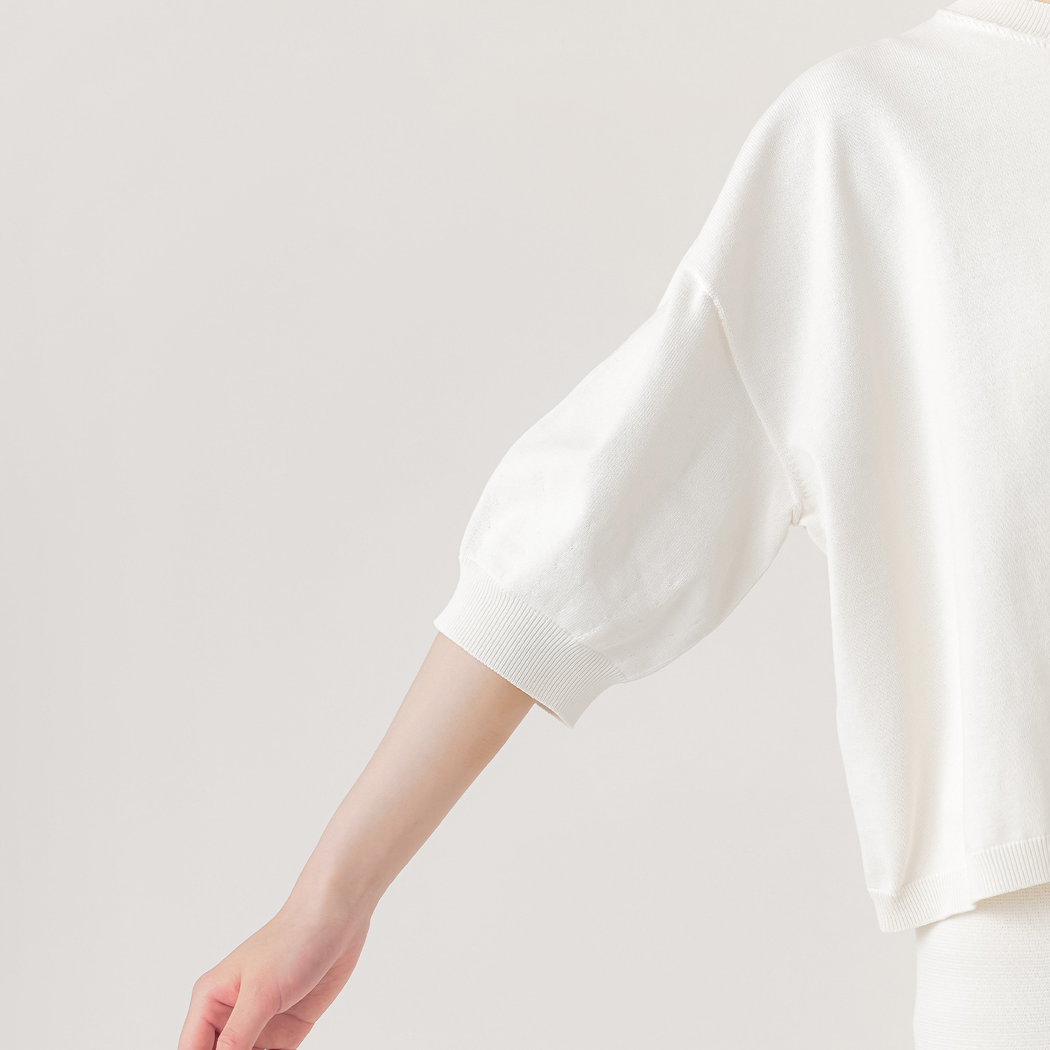 エマキュレイト 日本製 ホールガーメント 天竺 クルーネック ニットプルオーバー