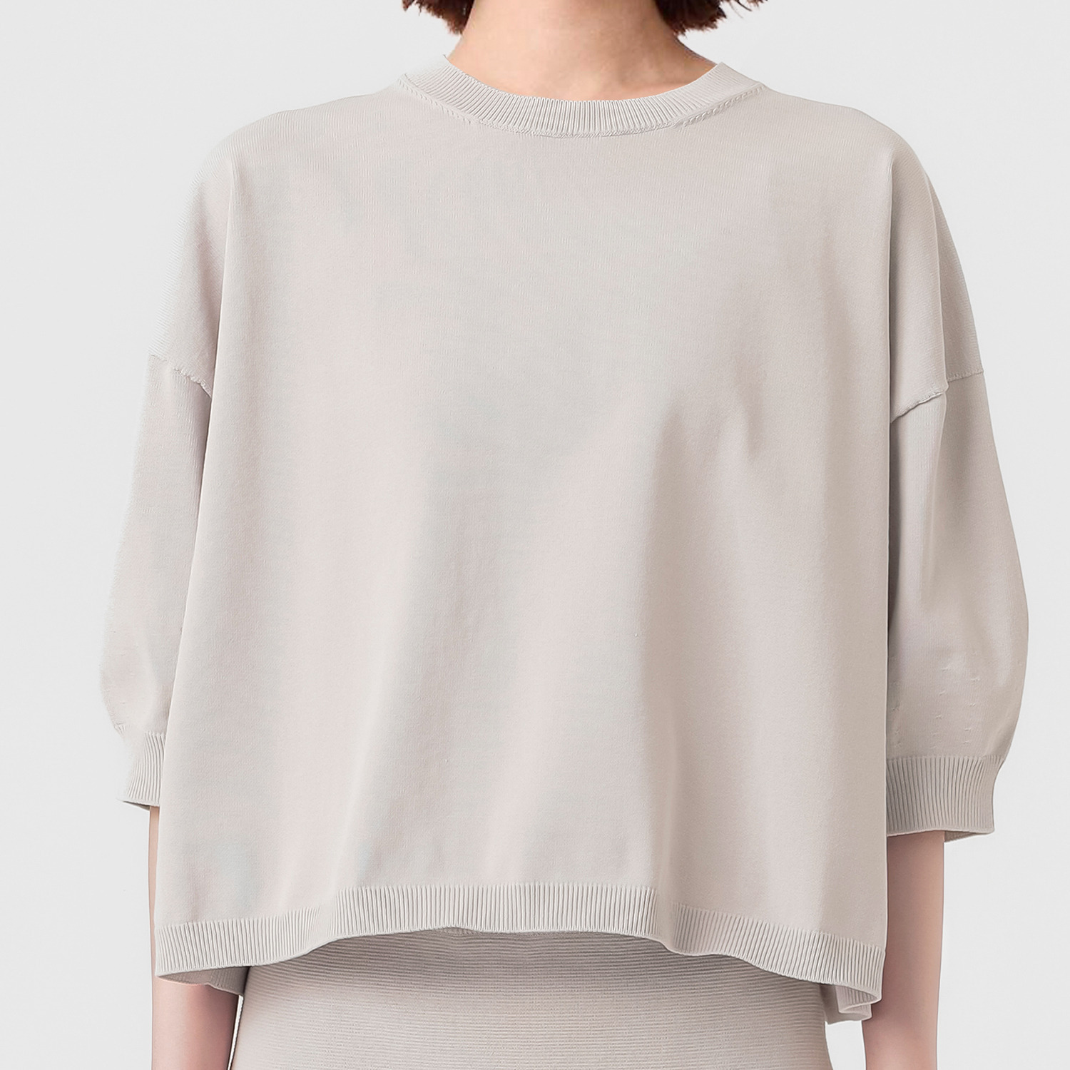 エマキュレイト 日本製 ホールガーメント 天竺 クルーネック ニットプルオーバー