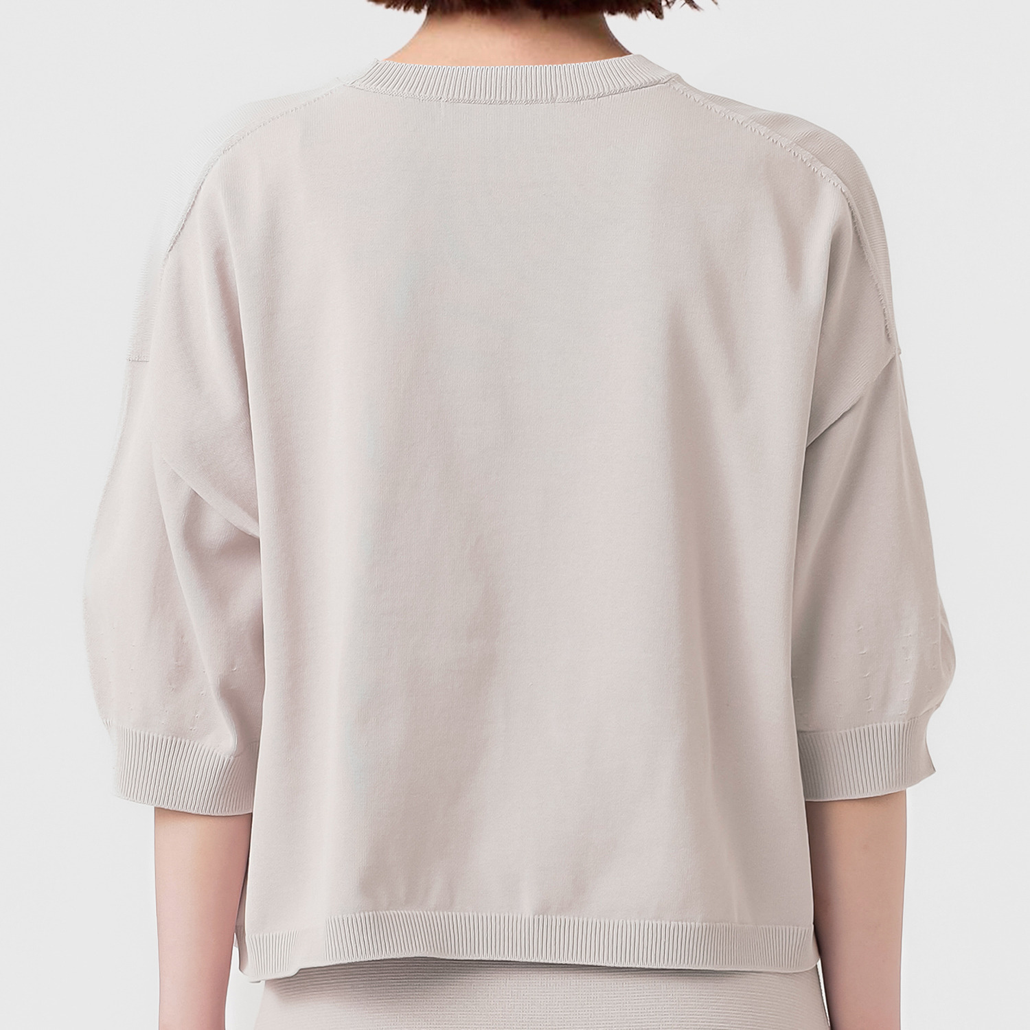 エマキュレイト 日本製 ホールガーメント 天竺 クルーネック ニットプルオーバー